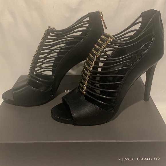 Vince Camuto Ladies Black & Gold Shoes - Picture 5 of 9